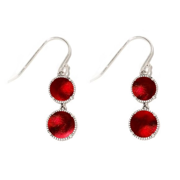 Recycled Vintage 1940s Red Beer Bottle Glass Sterling Double Take Earrings - Picture 1 of 5